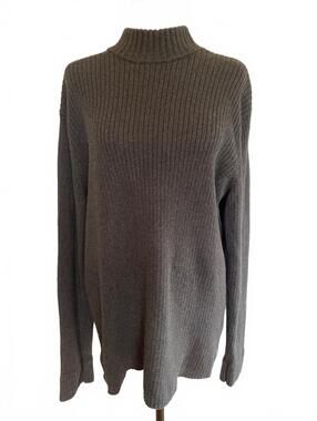 Armani Exchange AX Women's Charcoal Wool Blend Quarter Zip Mock Neck Sweater XL